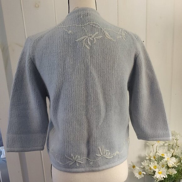 Vintage Ohrbachs Lambs Wool Angora Knit Open Front Cardigan Sweater - Picture 6 of 11